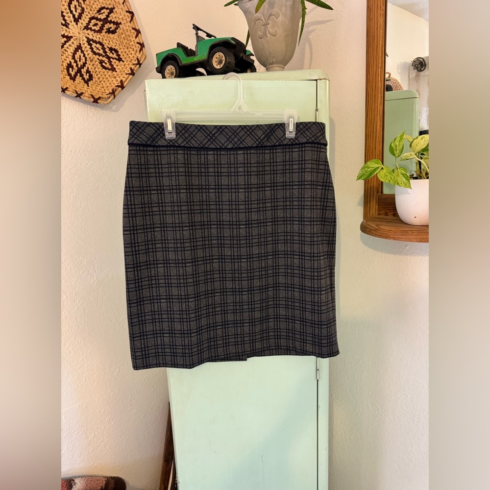 Roz & Ali Skirt, Gray & Blue, Size Large
